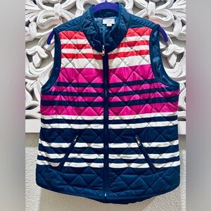 Crown & Ivy Navy Striped Quilted Vest